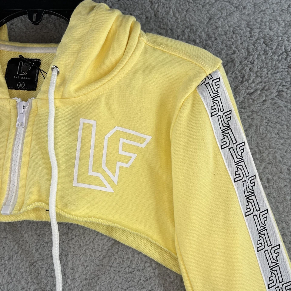 LF The Brand Women's Cropped Jacket Medium Yellow Hoodie Zip Down Workout - Image 4 of 4