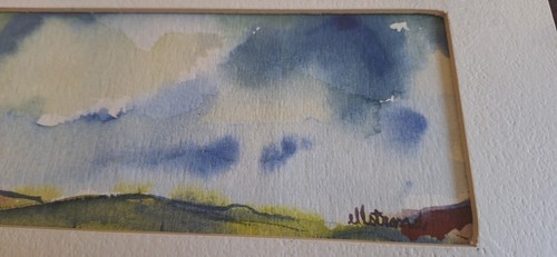 Original Beverly Ellstrand Framed Watercolor Painting- Mountain Sky Landscape - Picture 3 of 7