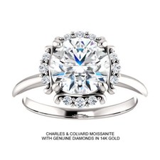2.25 Carat Charles & Colvard Moissanite Halo Ring 14k White Gold