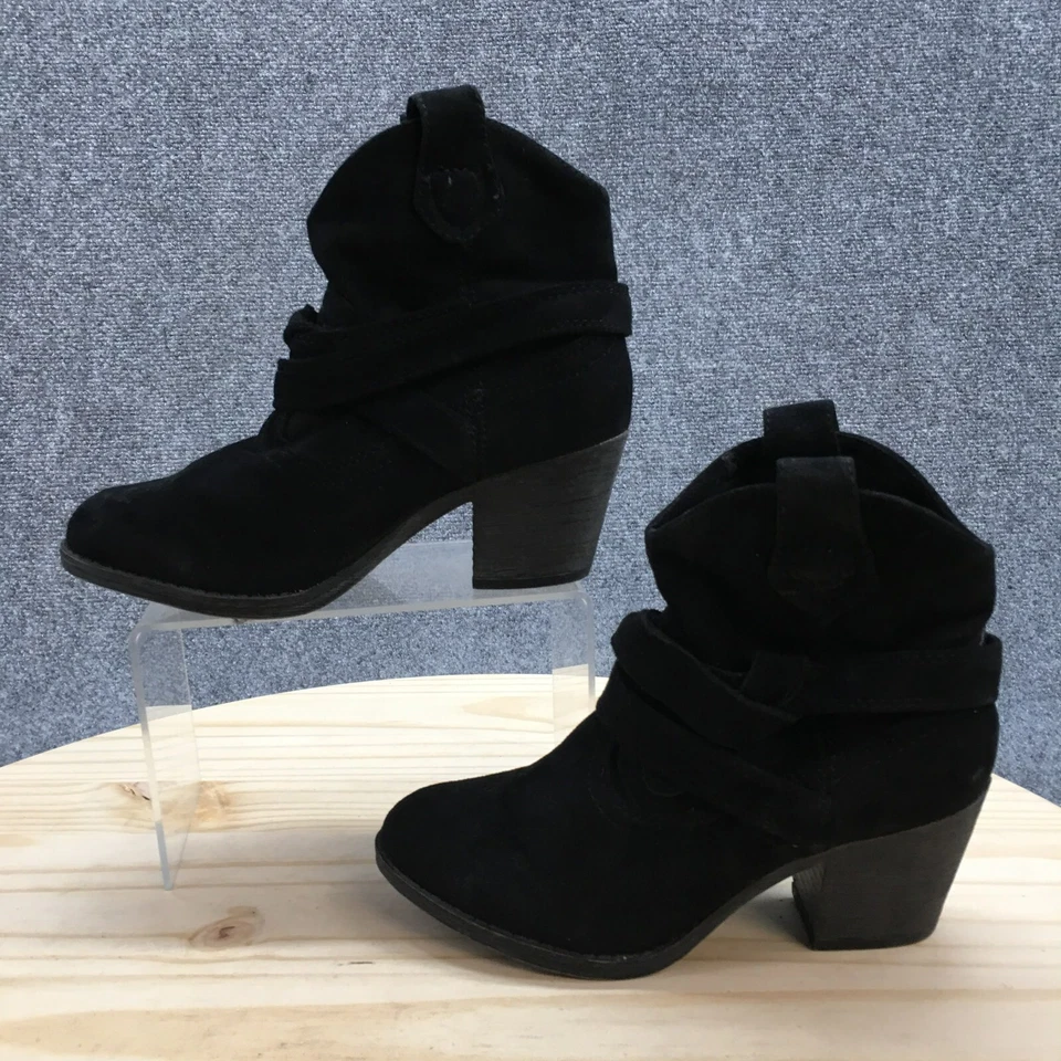 Rocket 狗靴女式 6 踝短靴黑色皮革圆头高跟鞋 — 第 2/4 张图片