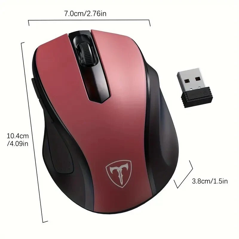 2.4GHz Wireless Optical Mouse Mice & USB Receiver For PC Laptop Computer Red - Image 2 of 4