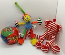 3 X Jellycat Hoopy Monkey Rattle/Red Striped Elephant/Jungle Boing Ball & Sound!