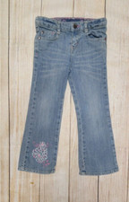 GENUINE KIDS OSH GOSH FAVORITE BOOT 4T GIRLS PINK GRAY FLORAL ADJUSTABLE JEANS