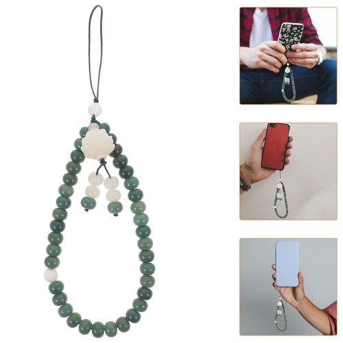 Set of 5 Lotus Jade Bodhi Hanging Rope Men and Women Beaded Phone Charms Strap - 第 3/12 張圖片