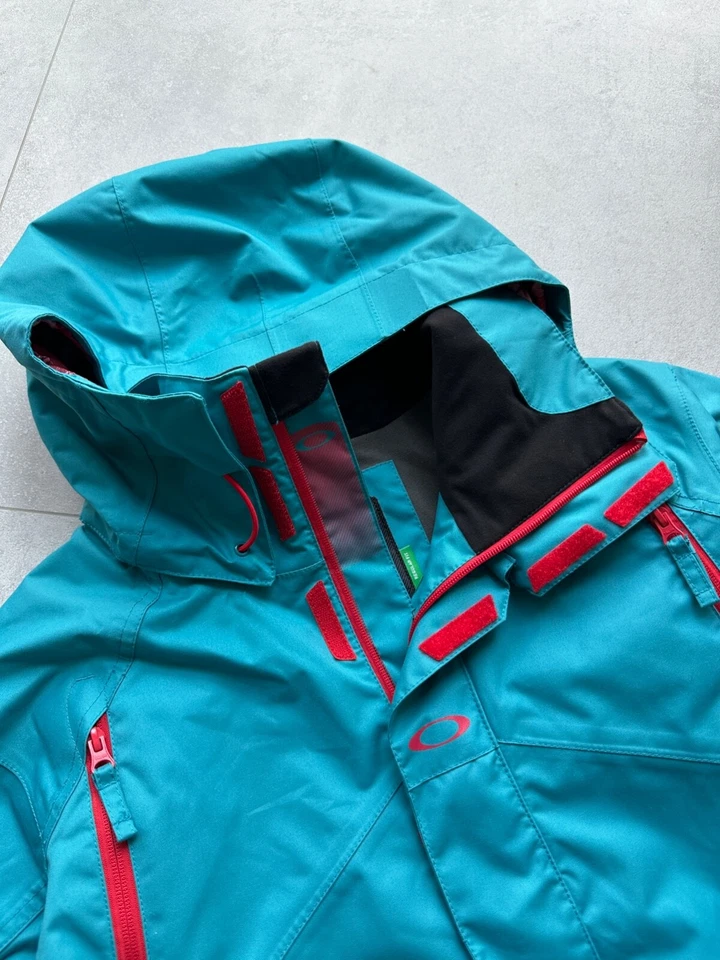 Men's OAKLEY Goods Ski Snowboard Jacket Hooded RARE Size L Blue - Image 4 of 4
