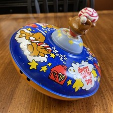 Vintage Spinning Top Toy Push Knob  Sleepy Teddy Top  bear Ohio Art