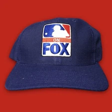 Vintage 90s MLB FOX Baseball Snapback Hat Rare Fox Sports Blue Supreme Bape Nigo