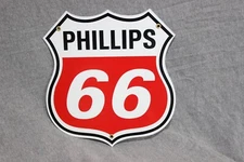 PHILLIPS 66 SHIELD (RED/ NEW LOGO) PORCELAIN SIGN