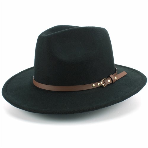 Vegan Fedora Hat Black Brown Band 