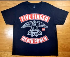 Five Finger Death Punch T-Shirt Men's Large Black Red Adult Music Rock Metal Tee
