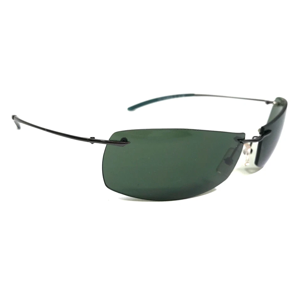 Police Sunglasses MOD.2672 COL.563 Gray Rimless Wrap with Green Lenses 66-17-130 - Image 3 of 4