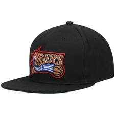 Philadelphia 76ers Mitchell & Ness NBA Snapback Hat Black Cap Sixers Iverson
