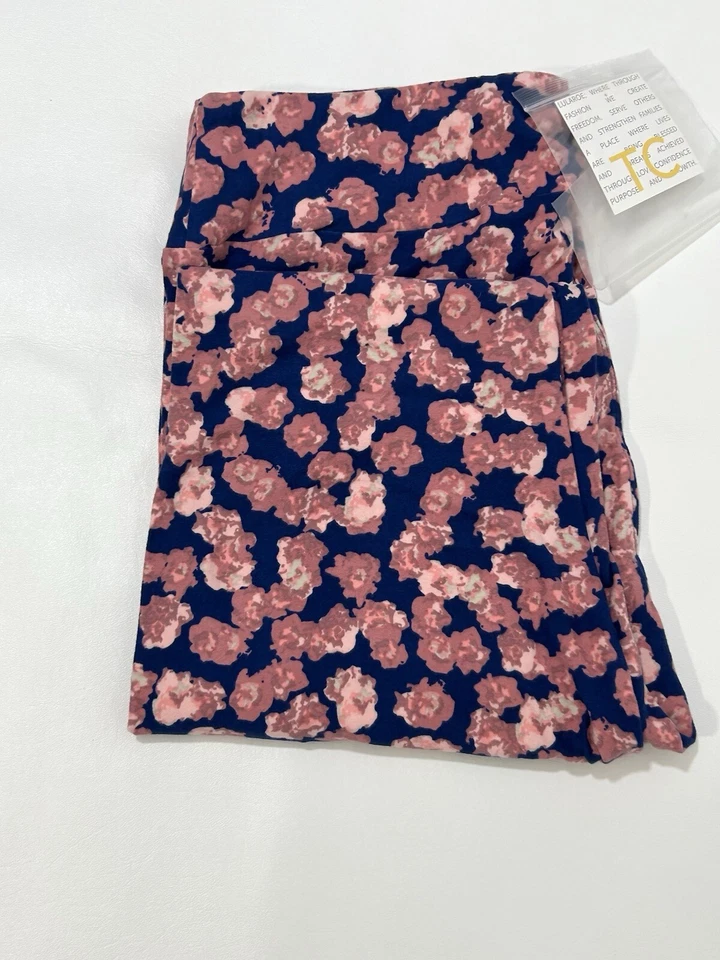 NUEVO CON ETIQUETAS Leggings LuLaRoe TC Azul con Diseño Floral Rosa - Altos y Curvilíneos Foto 2 de 4