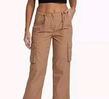 Just Be JB Cargo Crop Pants Women Small Brown Tan Drawstring New