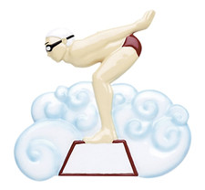 Personalized GUY SWIMMER Christmas Tree Ornament RUDOLPH AND ME