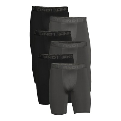 ALL SIZES And1 Underwear Long 9'' Boxer Briefs Black Grey S M L XL 2XL 3X 6-PAIRS