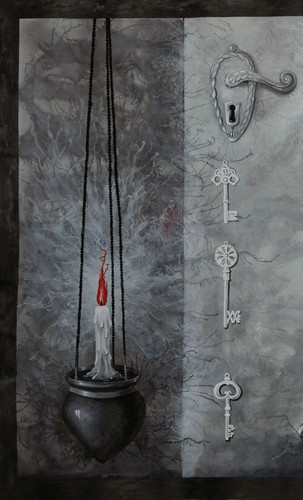 contemporary art painting modernism alchemy symbol money dollar antique coin bid - Picture 9 of 24