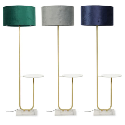 Gebürstet Gold große Stehlampe Marmor Couchtisch Wohnzimmer Leuchte Samtschirm