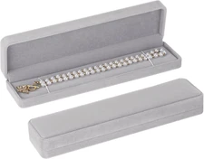 LETURE 2 Pieces Long Velvet Chain Necklace Gift Box Set, Bracelet Storage Case