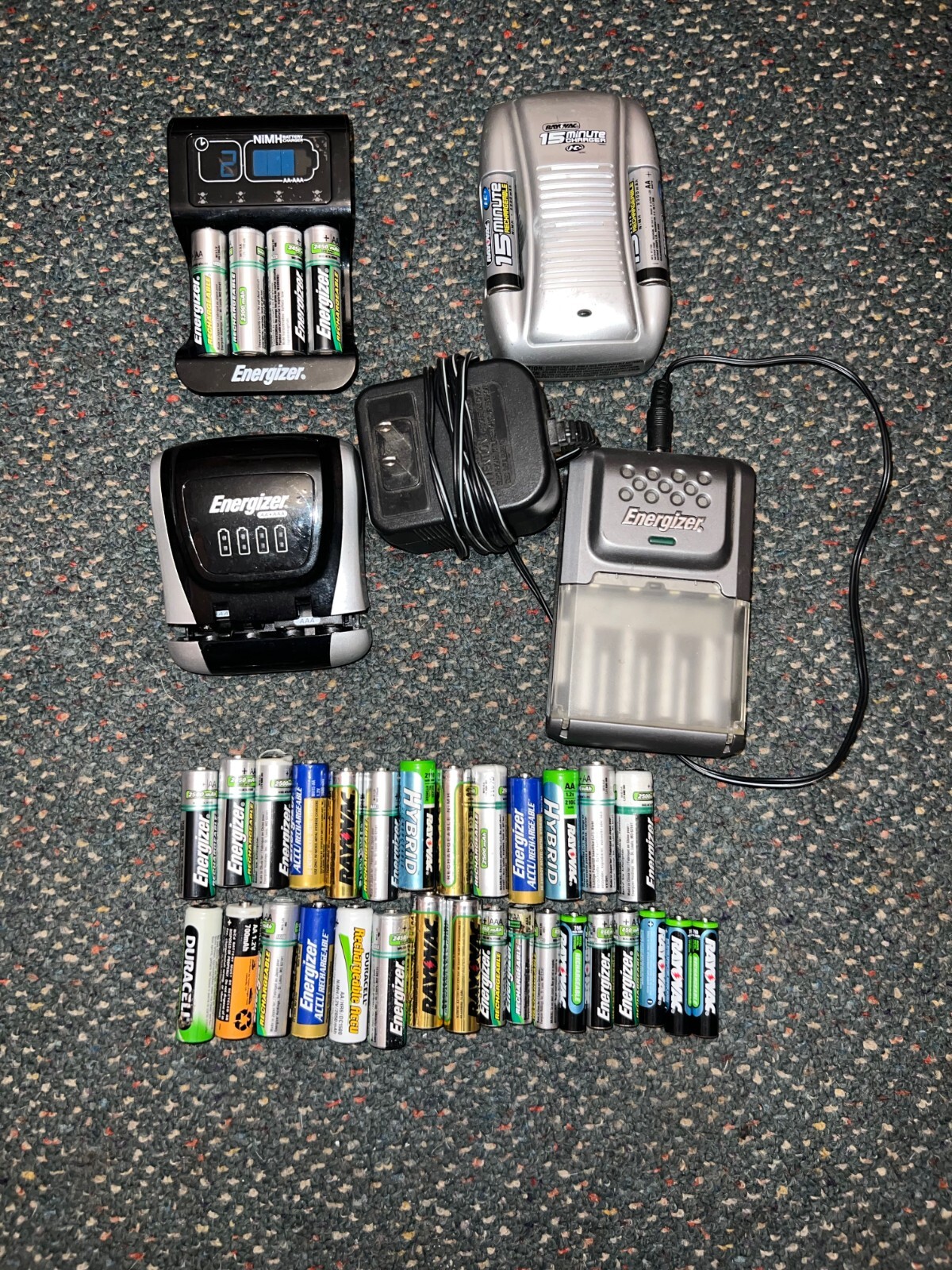 Rechargeable Batteries and 4 Chargers-image