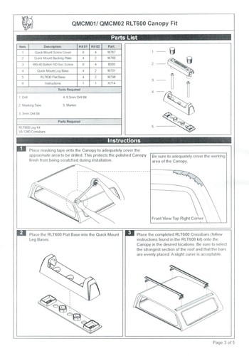 RHINO FIBREGLASS CANOPY MOUNT RLT600 BASE KIT QMCM01 4PCS $76.00+ FREE SHIPPING - Picture 8 of 10