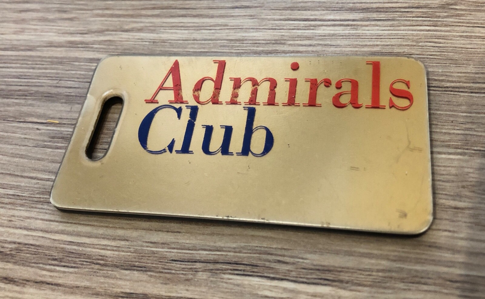 Vintage American Airlines Gold Admirals Club Plastic Luggage Tag RARE