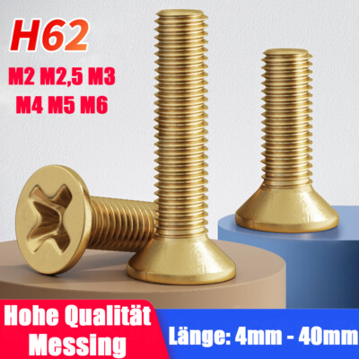 Senkkopfschrauben Kreuzschlitz Messing Senkschrauben Bolzen M2 M2,5 M3 M4 M5 M6