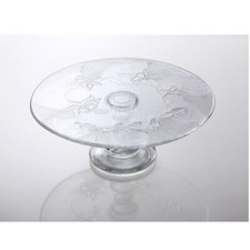 Large Glass Display Cake Stand Plate Wedding Party 33 cm Flowers