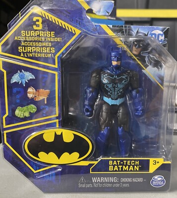Spin Master BAT-TECH Batman 4in Figure DC Comics 1st Edition Blue Black