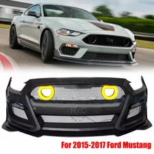 Fits 2015 2016 2017 Ford Mustang Mach 1 Style Front Bumper Cover & LED Grille