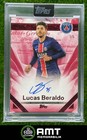 Lucas Beraldo Auto 2024-25 Topps Exhibition Paris Saint-Germain Red 1/5