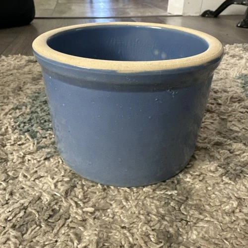 Antique Red Wing Blue Glaze Stoneware Pottery Butter Crock