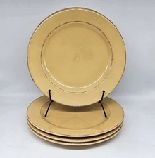 Pier 1 Toscana Gold Dinner Plate Set Of 4 Hand Painted 