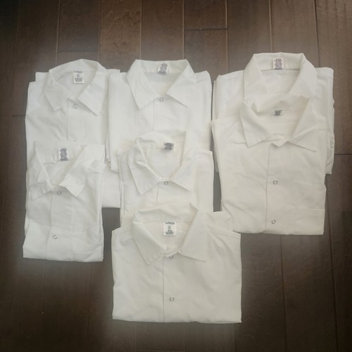 Lot 7 Chef Trends White Chef Shirts Snap Front Kitchen Uniform Size S (READ)