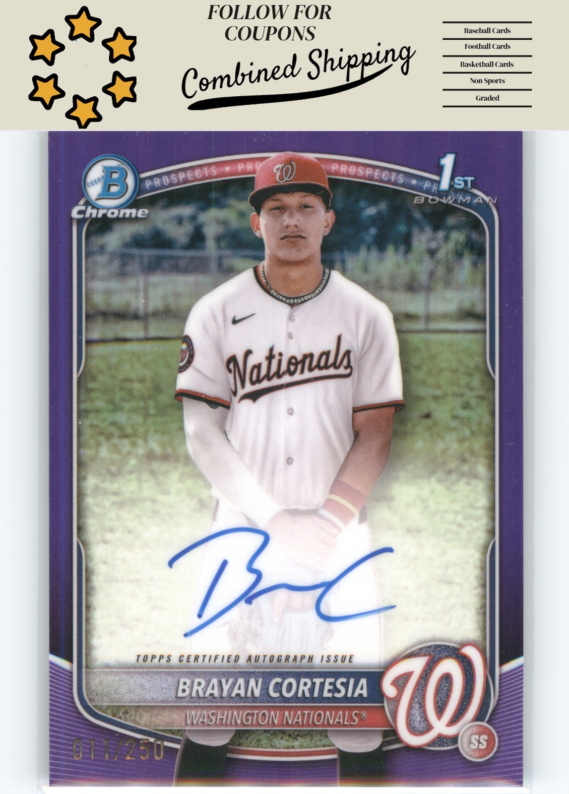 2025 Bowman Chrome - Prospect Autographs Purple #CPA-BC Brayan Cortesia #/250