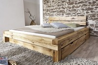 Doppelbett Bett Balkenbett Mit Bettkasten 160X200Cm Wildeiche Massiv GeöLt Neu