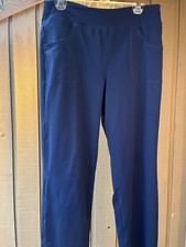 Lands' End Womens Navy Blue Leggings Size Medium 10-12 WITH POCKETS Missing ties