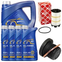 MotoröL Filter Set Mannol 10W-40 API SN/CH-4 9 Liter + Schraube FüR Audi A6 4.2
