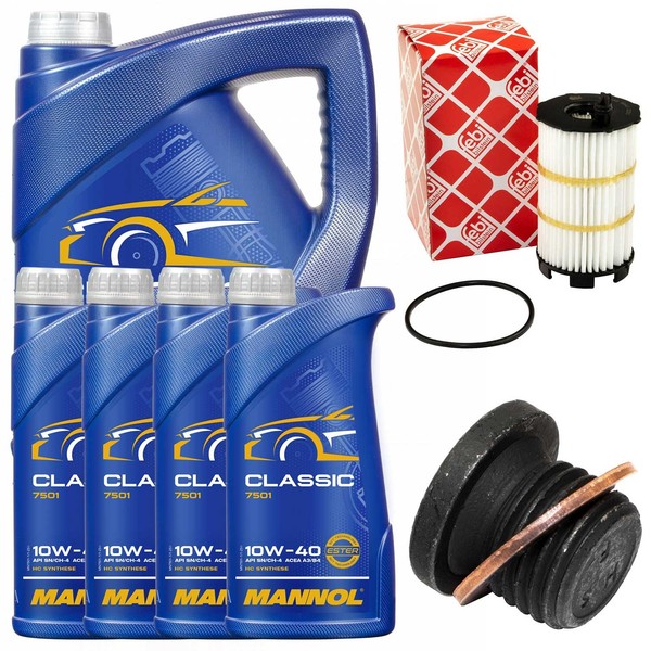 MotoröL Filter Set Mannol 10W-40 API SN/CH-4 9 Liter + Schraube FüR Audi A6 4.2-image