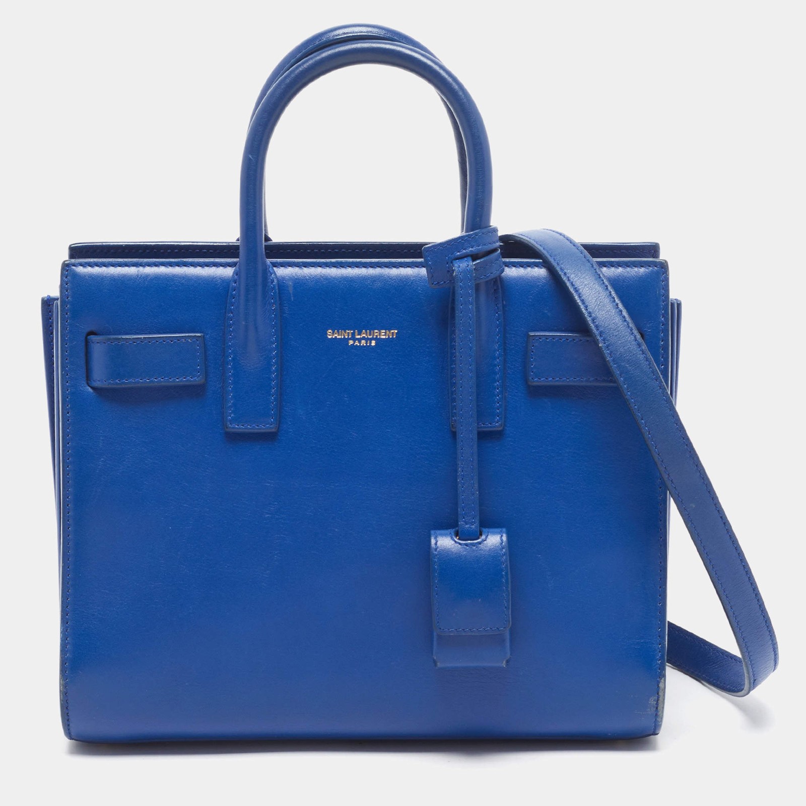 Saint Laurent Classic Sac De Jour Nano Blue Leather Tote