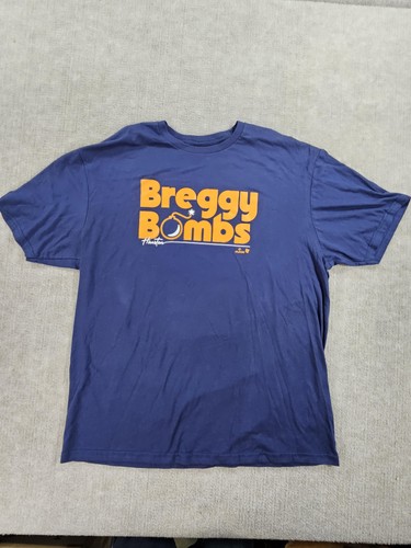 BreakingT Breggy Bombs Shirt Mens XL Blue Houston Baseball Graphic Tee T-Shirt