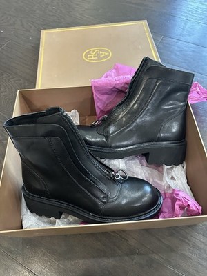 ASH Black Leather Zip Ankle Boots Women s Size 38 Short Booties