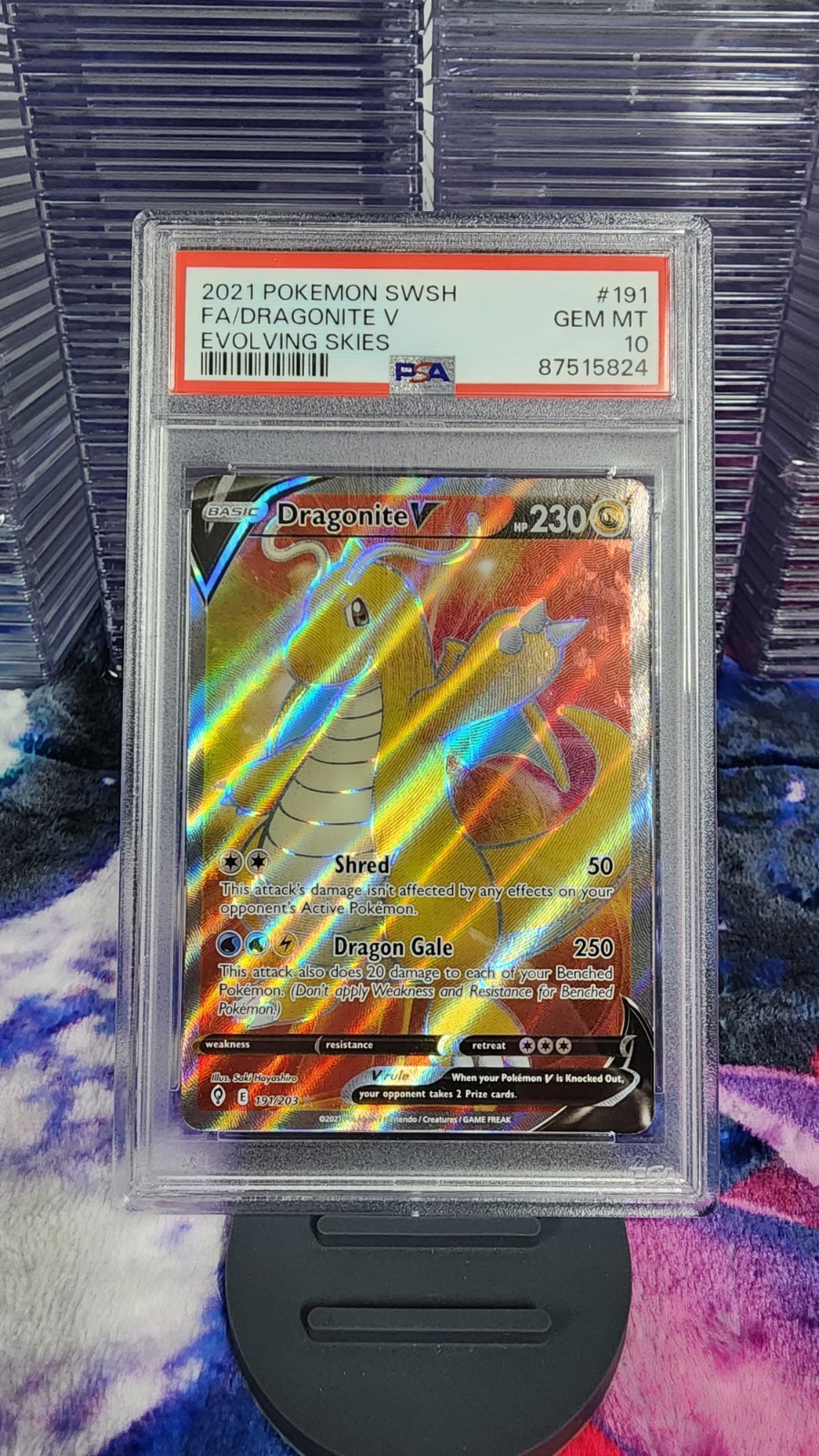 2021 POKEMON SWORD & SHIELD EVOLVING SKIES #191 FULL ART/DRAGONITE V PSA 10