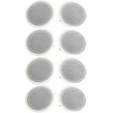 Pyle PDIC Series 8" 250W Round Flush Mount Wall and Ceiling Speakers, (8 Pack)