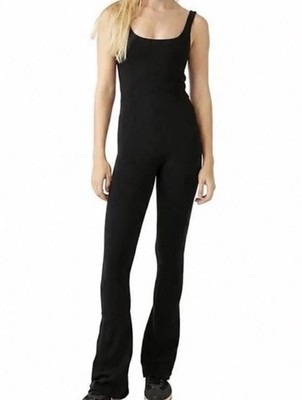 Wilo the Label Black Ribbed Flare Jumpsuit Medium
