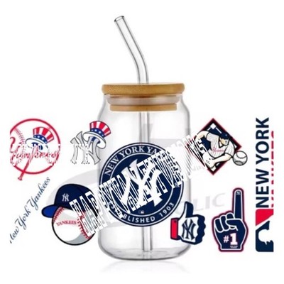 New York Baseball Team UV DTF Transfer Sticker Cup Wrap DIY Glasses Bottles