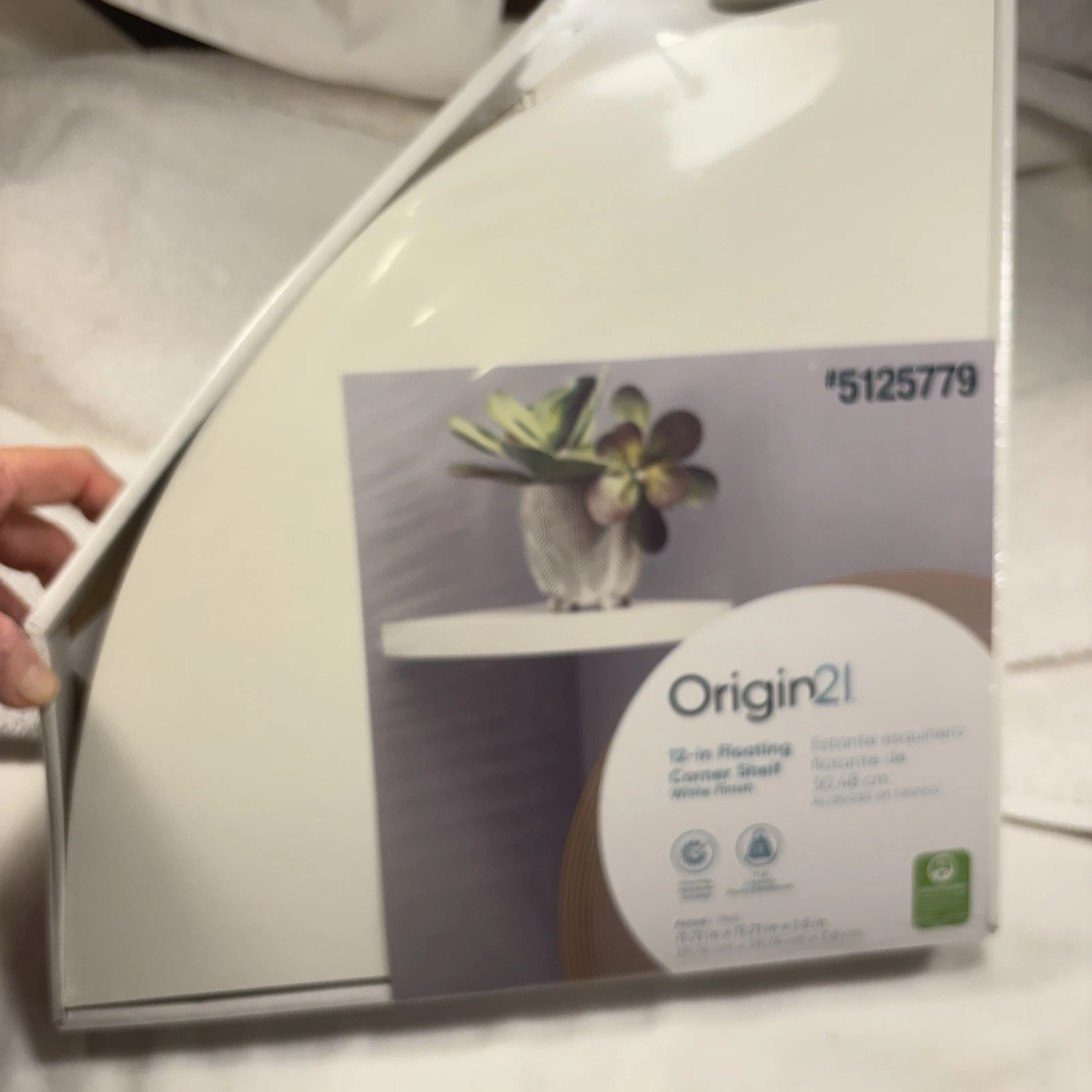 Origin 21 Floating Corner Shelf White Finish 12 Inches