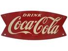 Coca-Cola Store Rack Fishtail Sign Vintage 1950s 1960s Red Arciform Drink Coke