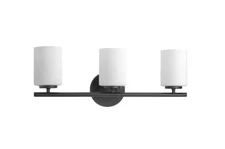 Progress Lighting Replay 22 in. 3-Light Black Etched Glass Modern Vanity Light