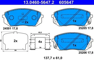 Plaquettes de frein 13.0460-5647.2 ATE pour KIA HYUNDAI - Photo 1/4